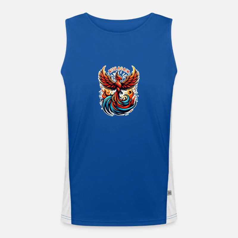 Rise Again - Phönix Illustration Funktionelles Kontrast-Tank Top für Männer 