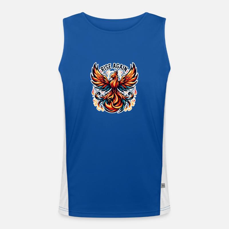 Rise Again - Phönix Illustration Funktionelles Kontrast-Tank Top für Männer 
