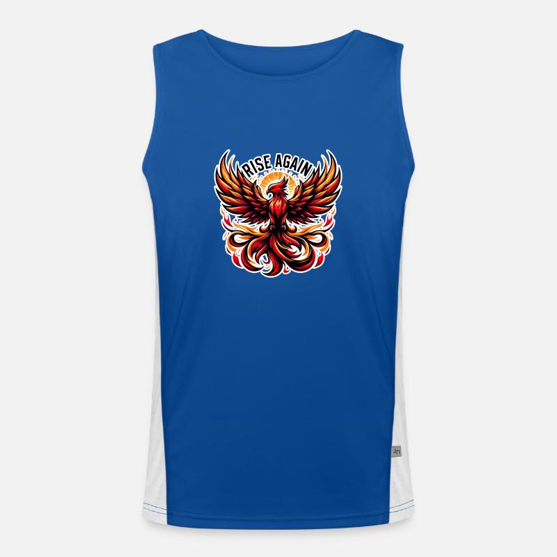 Rise Again - Phönix Illustration Funktionelles Kontrast-Tank Top für Männer 
