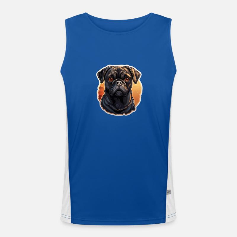 Treu blickender Mops Kopf Funktionelles Kontrast-Tank Top für Männer 