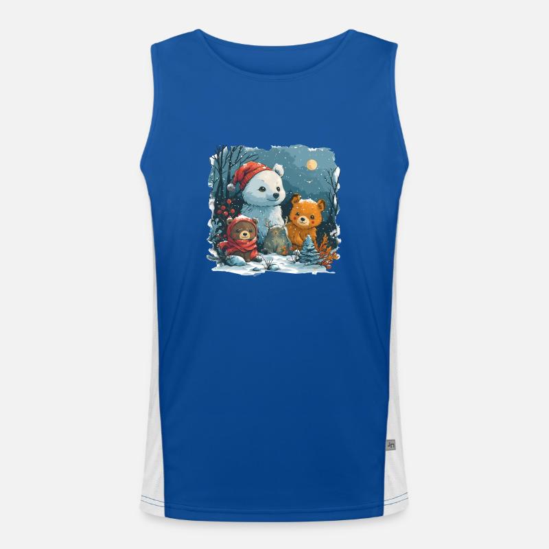 Snowman with teddy bear Men's Functional Contrast Tank Top 