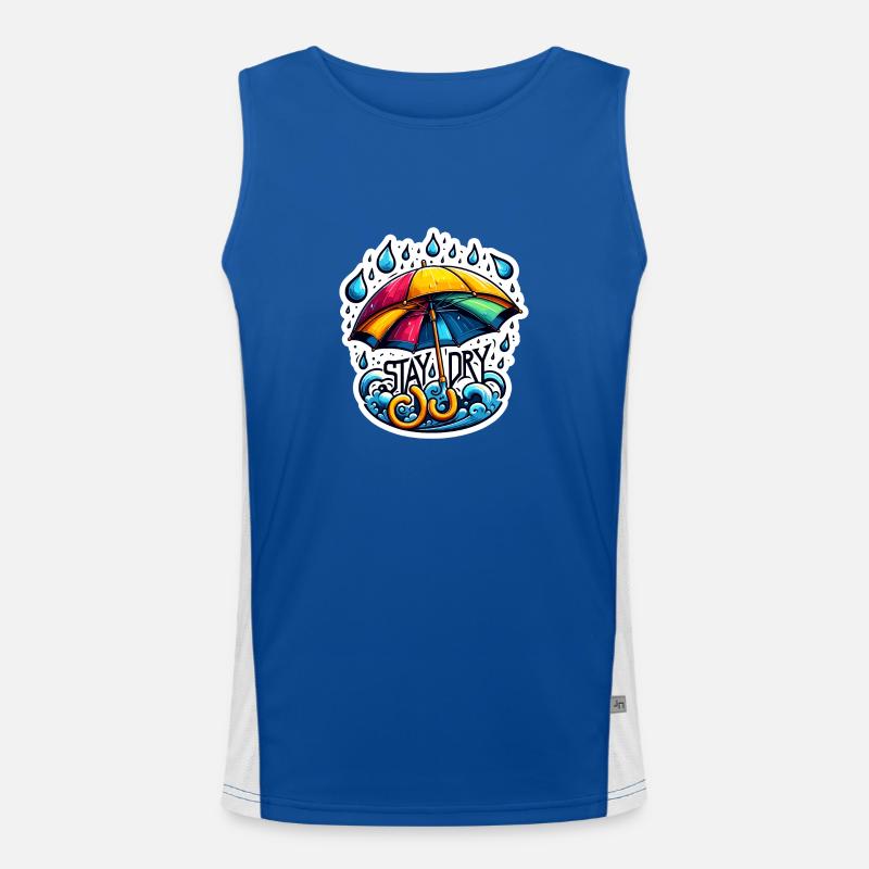 Stay Dry - Regenschirm Illustration Funktionelles Kontrast-Tank Top für Männer 