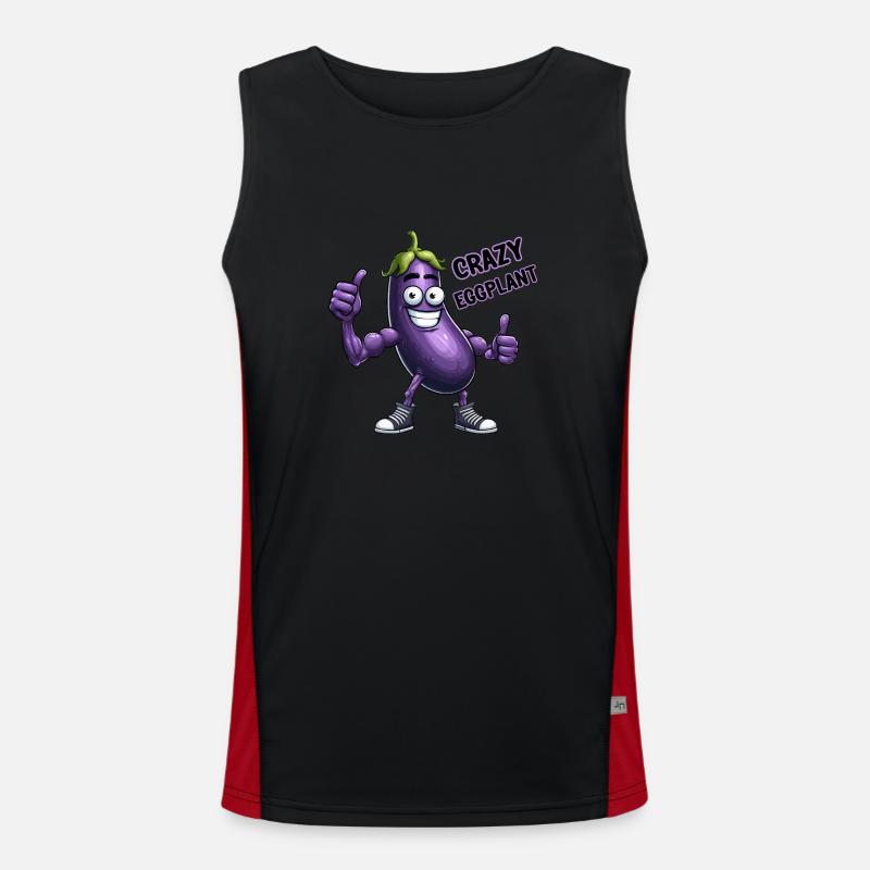 Crazy Veggies: Eggplant Body Builder Calisthenics Funktionelles Kontrast-Tank Top für Männer 