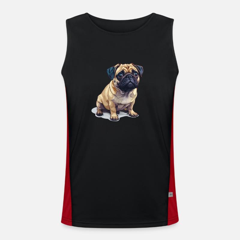 Niedlicher kleiner Mops Funktionelles Kontrast-Tank Top für Männer 