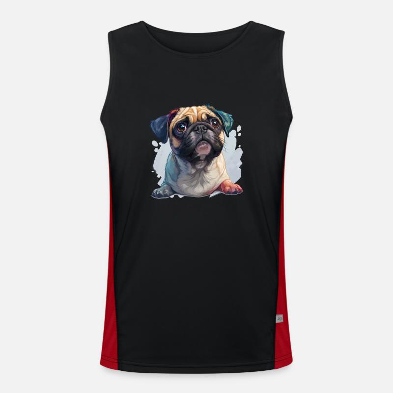 Niedlicher kleiner Mops Funktionelles Kontrast-Tank Top für Männer 