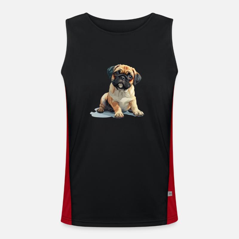 Niedlicher kleiner Mops Funktionelles Kontrast-Tank Top für Männer 
