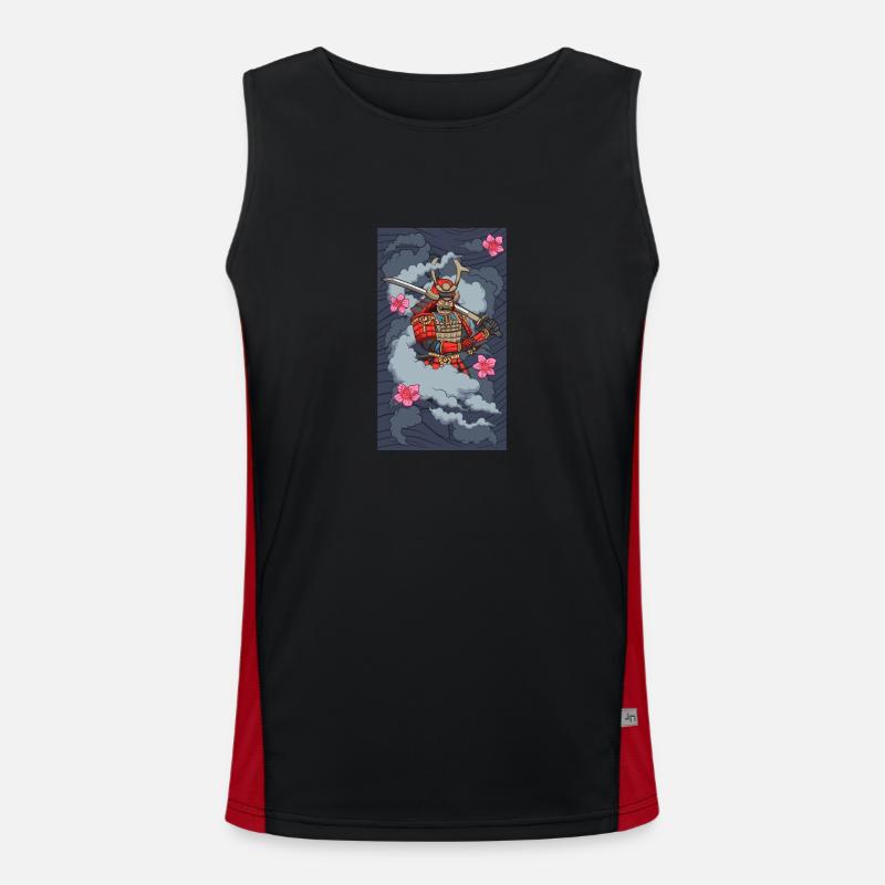 Samurai in Rauch Funktionelles Kontrast-Tank Top für Männer 