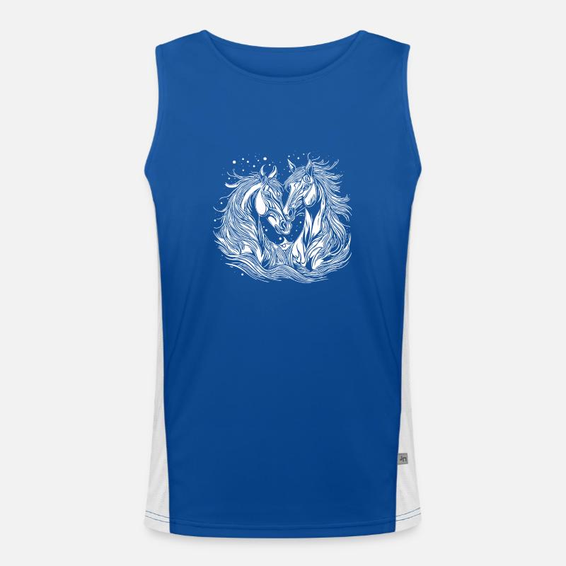 Zwei wunderschöne elegante Pferde in Herzform Funktionelles Kontrast-Tank Top für Männer 