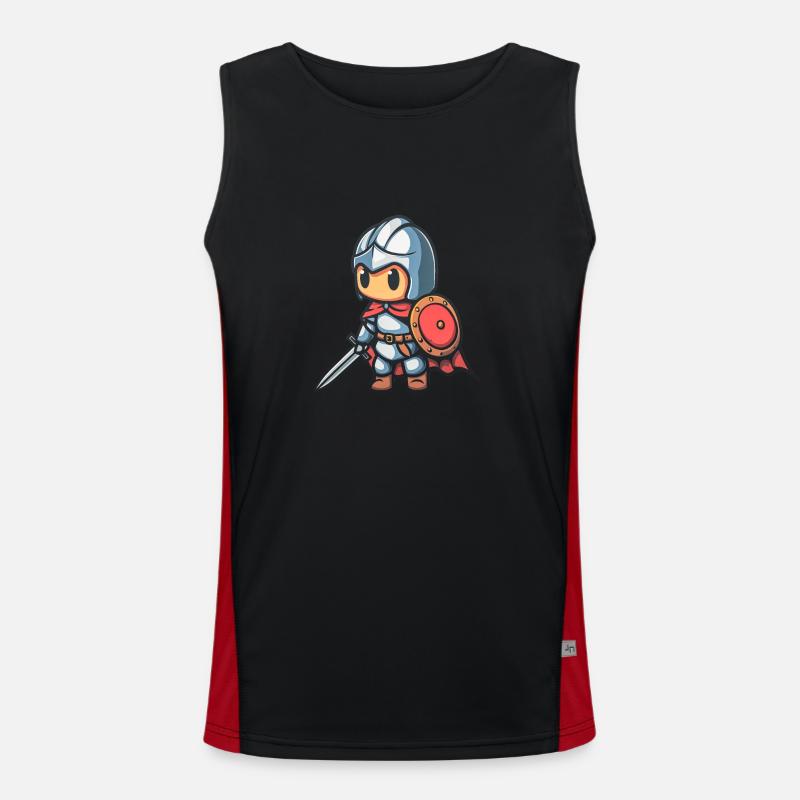Brave knight in comic book style for kids Men's Functional Contrast Tank Top 