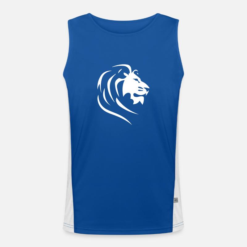 Mighty Lion Head with Mane Tattoo Style Men's Functional Contrast Tank Top 