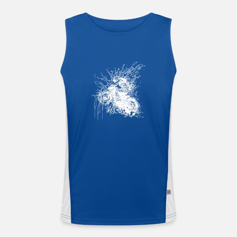 Off-Road Racing Style Motorcycle Jump Splash Men's Functional Contrast Tank Top 