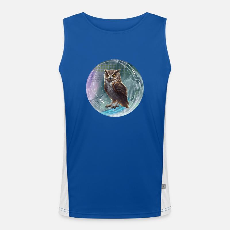 Fabelhafte Eulenillustration magischem Hintergrund Funktionelles Kontrast-Tank Top für Männer 