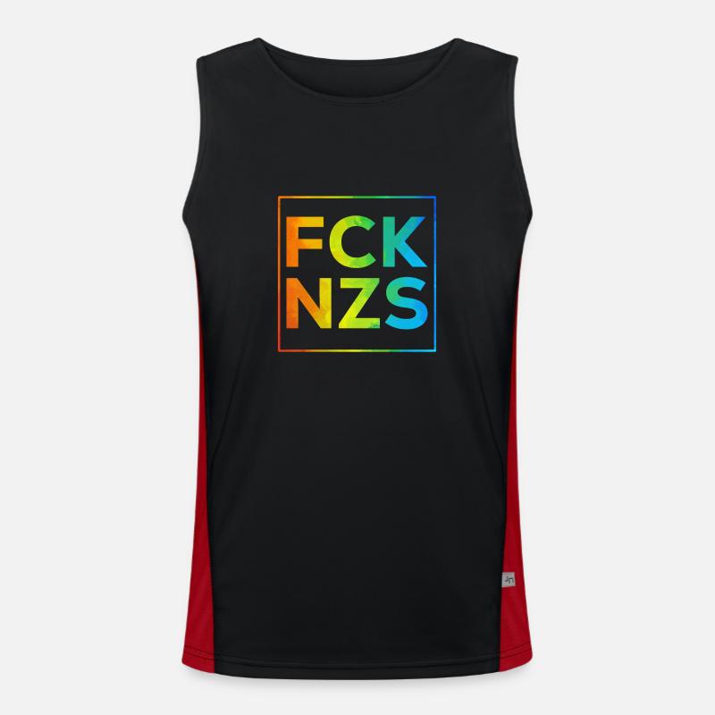 FCK NZS mit Rahmen Regenbogen Funktionelles Kontrast-Tank Top für Männer 