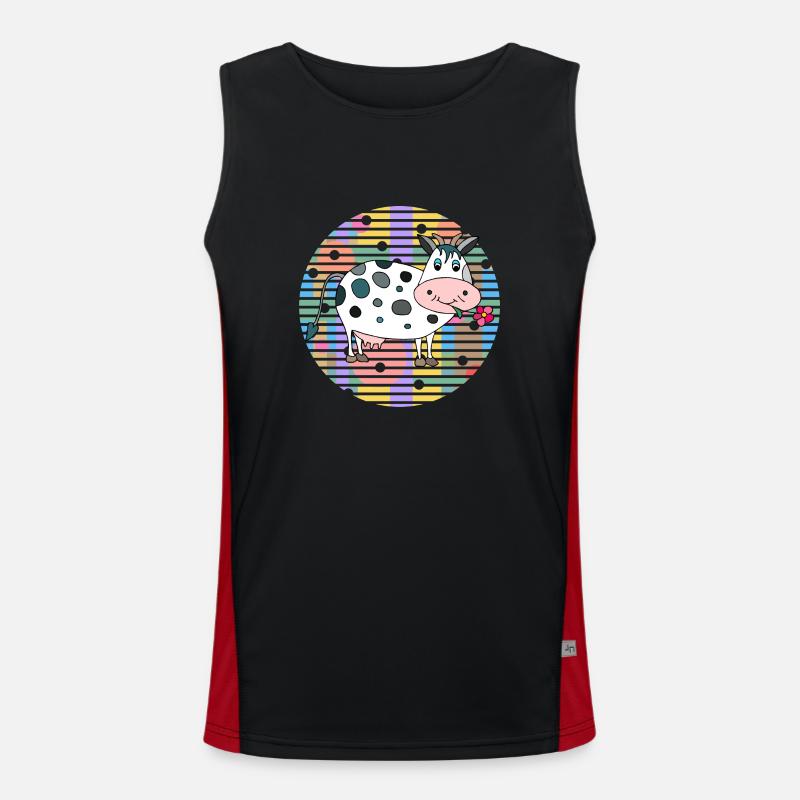 Cow - Men's Functional Contrast Tank Top  - black/red