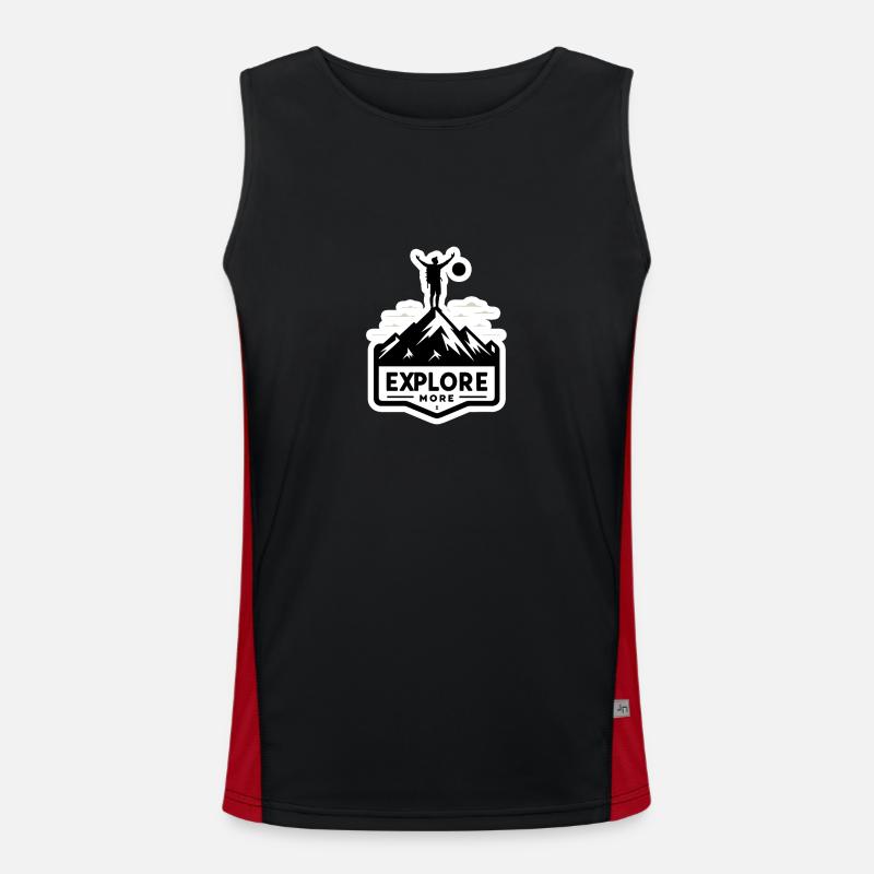 Explore more - Wanderer - Men's Functional Contrast Tank Top  - black/red