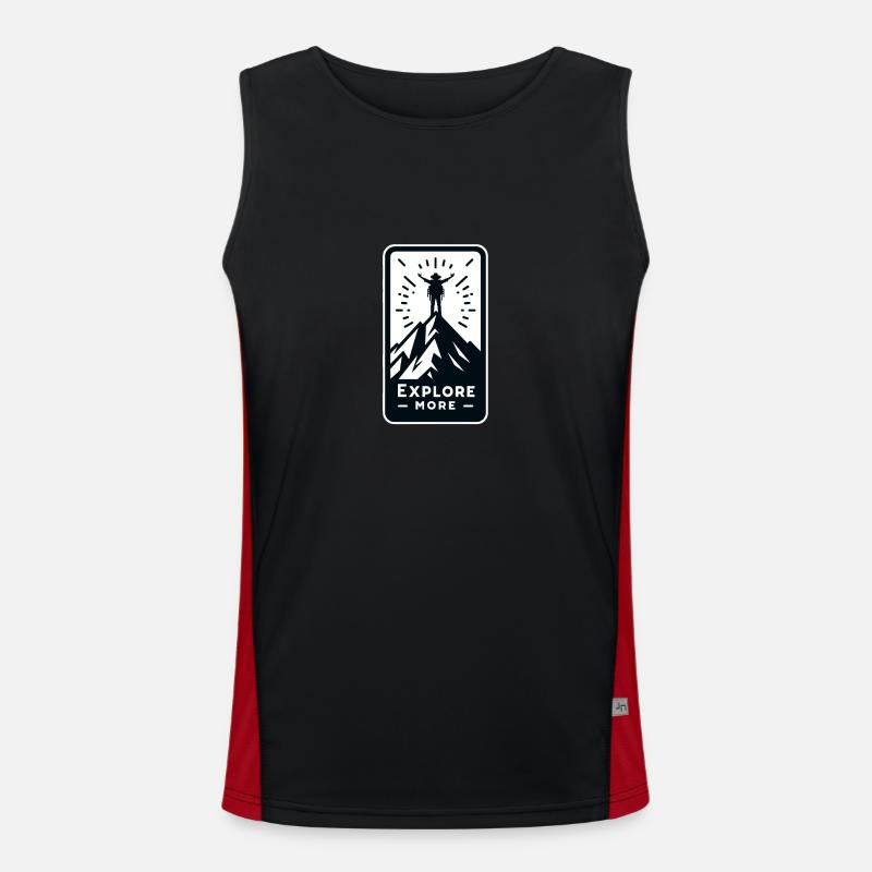 Explore more - Wanderer - Men's Functional Contrast Tank Top - black/red