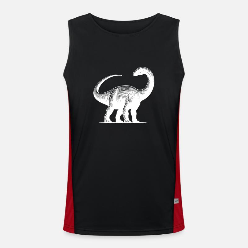 Massive Brachiosaurus Dino Dinosaur - Men's Functional Contrast Tank Top  - black/red