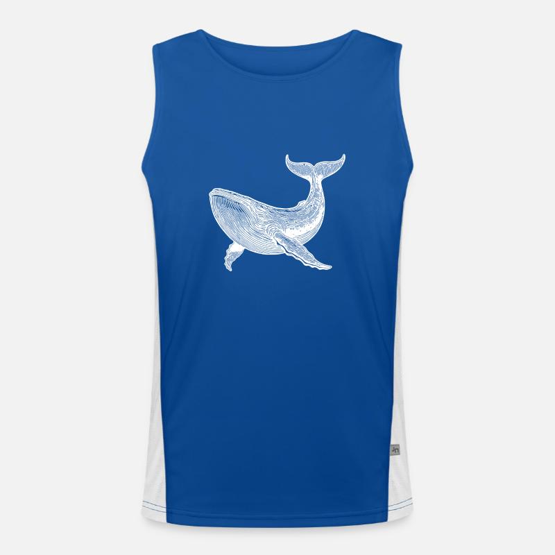 Vintage Whale Huge Floating Sea Creature Men's Functional Contrast Tank Top 