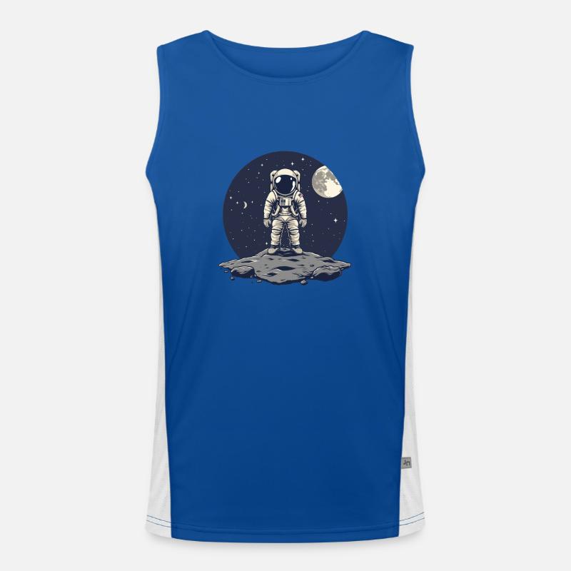 Astronaut Frontal Asteroid Moon Background Men's Functional Contrast Tank Top 