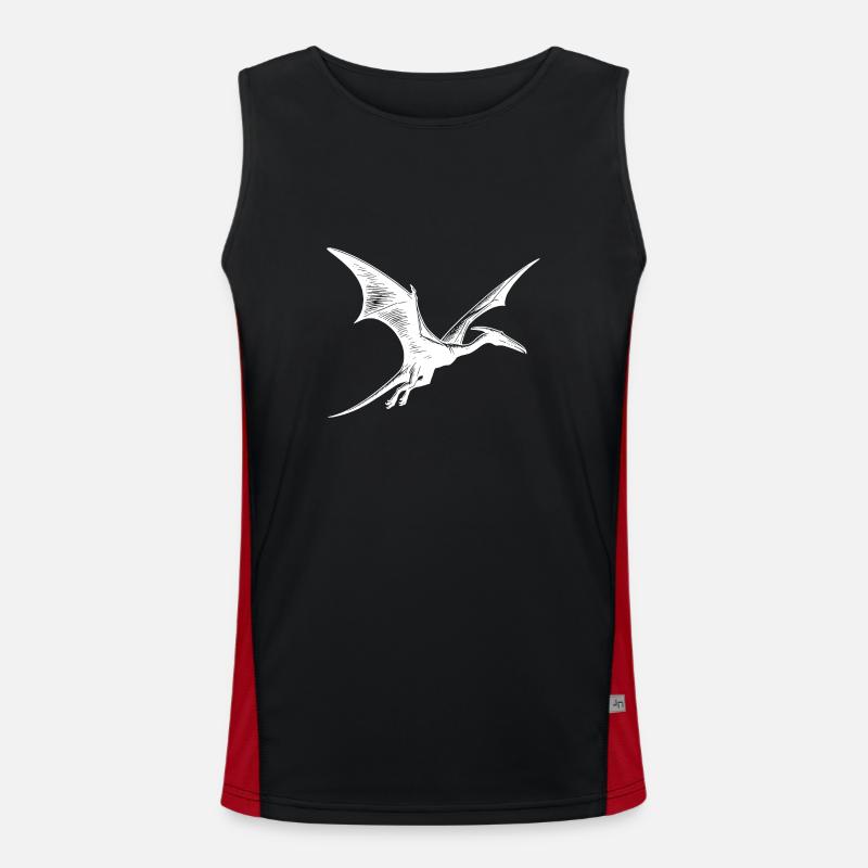 Pterosaur Dino Pteranodon Flying Dinosaur - Men's Functional Contrast Tank Top  - black/red