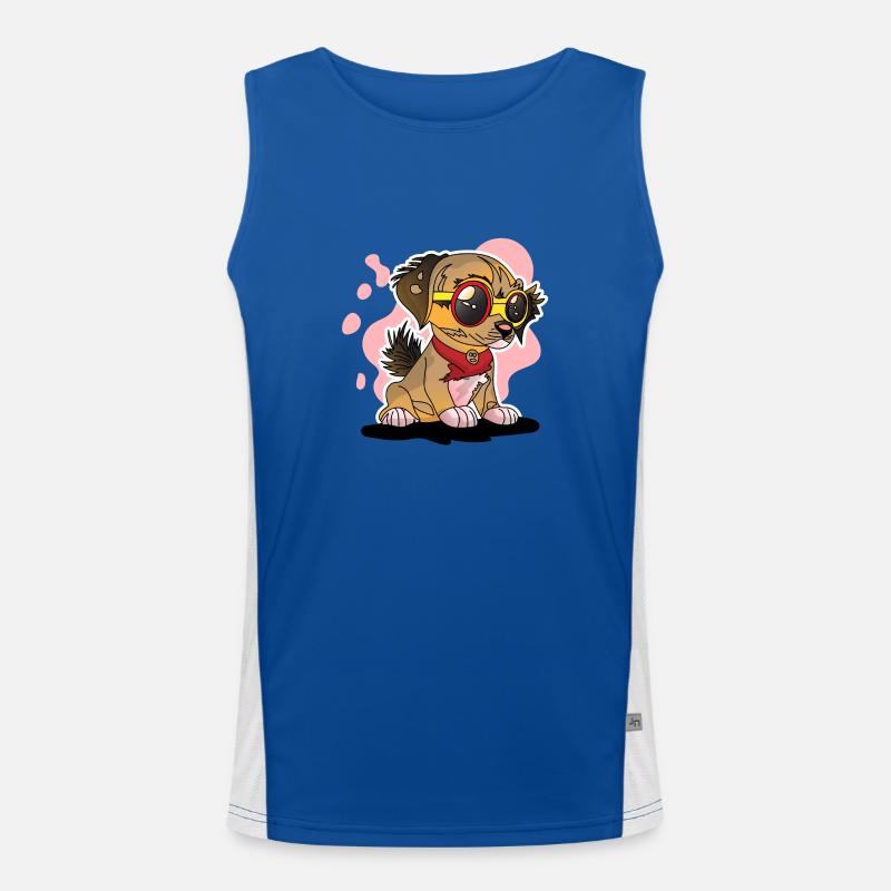 Chiot mignon assis avec un chien de mode de visage sérieux Débardeur respirant contrasté Homme 