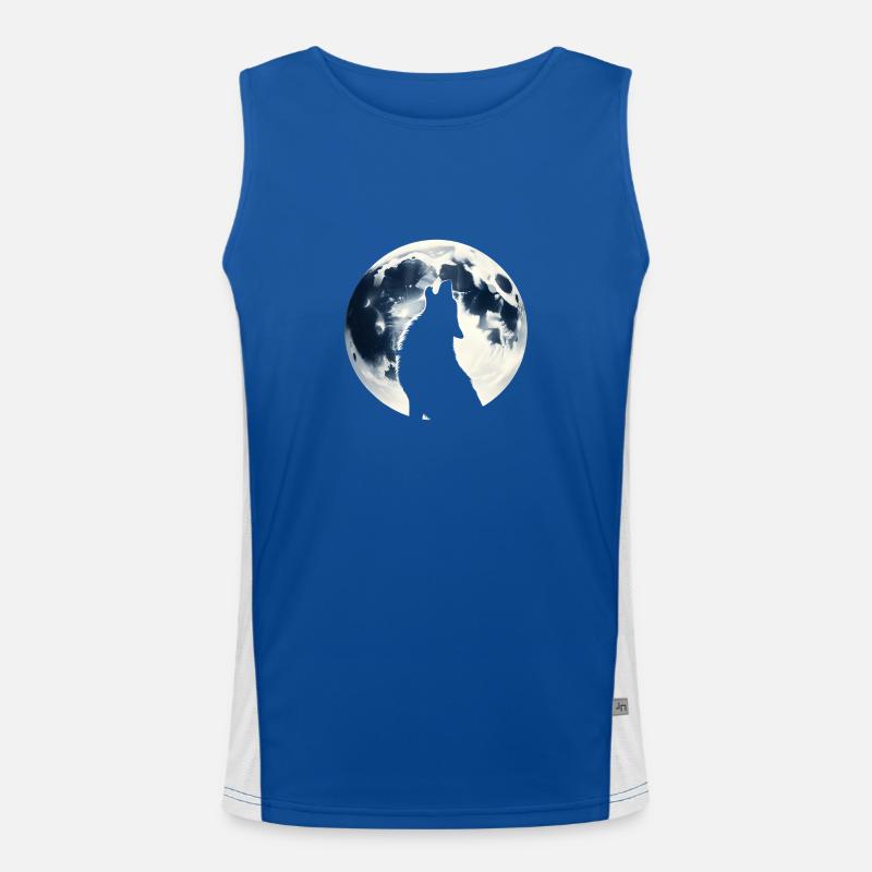 Wolf Howling At Full Moon Men's Functional Contrast Tank Top 