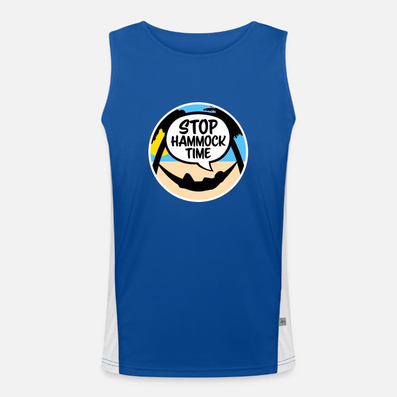 Funny Stop Hammock Time Relaxing Sleeping Camping Men's Functional Contrast Tank Top 