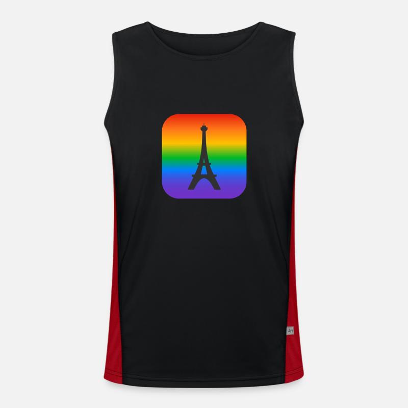 Paris Rainbow Eiffel Tower - Men's Functional Contrast Tank Top  - black/red