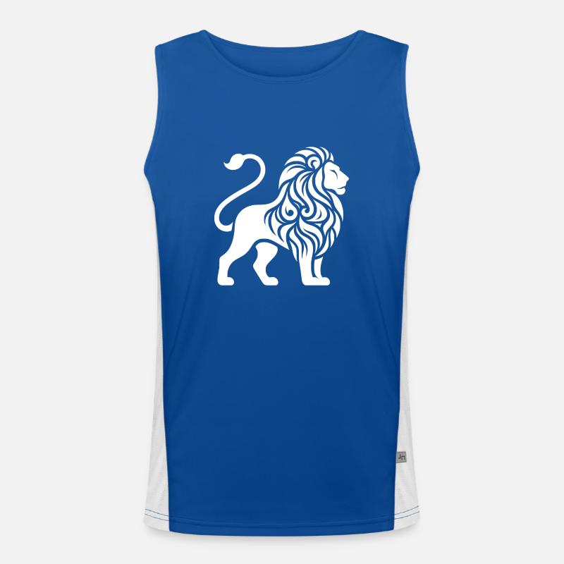 Elegant tattoo lion with powerful mane Men's Functional Contrast Tank Top 