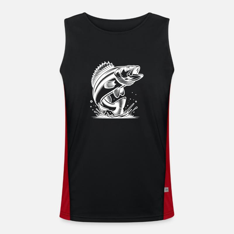 Elegant Jumping Zander Predator - Men's Functional Contrast Tank Top  - black/red