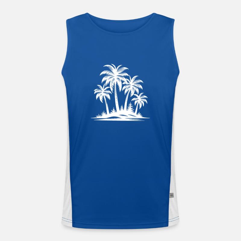Tropical palm trees and beach Men's Functional Contrast Tank Top 