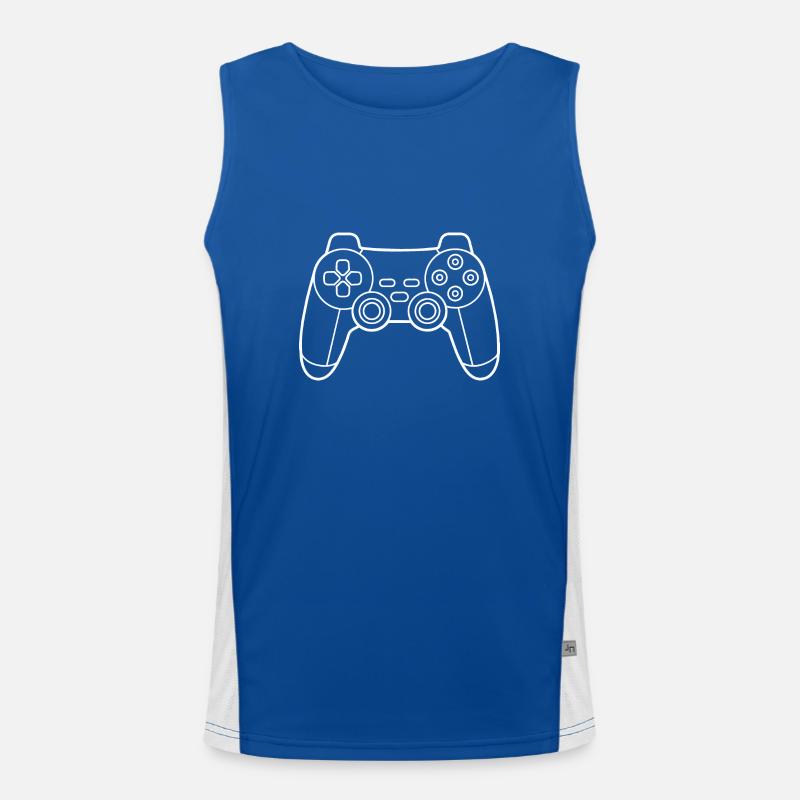 Ein Gamecontroller in weiß Funktionelles Kontrast-Tank Top für Männer 