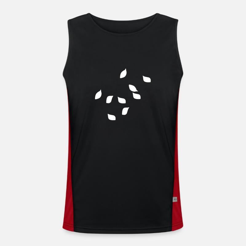 leaves leaf pattern plants nature - Men's Functional Contrast Tank Top - black/red