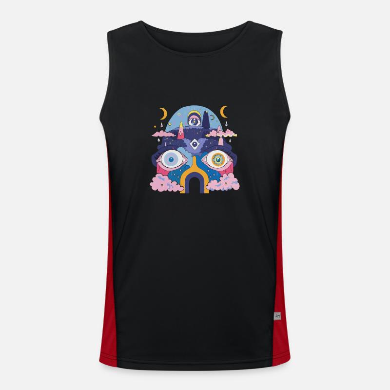 Psychedelic robot Men's Functional Contrast Tank Top 