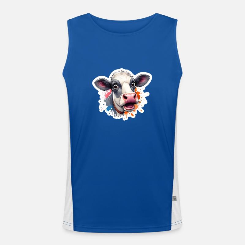 Tête de vache effrayée Débardeur respirant contrasté Homme 