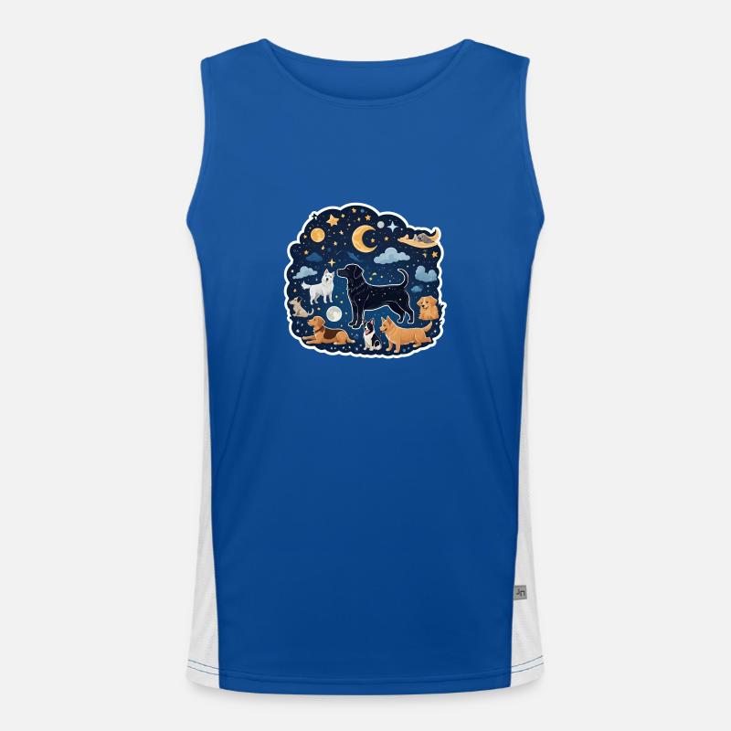 Hunde unter den Sternen Funktionelles Kontrast-Tank Top für Männer 