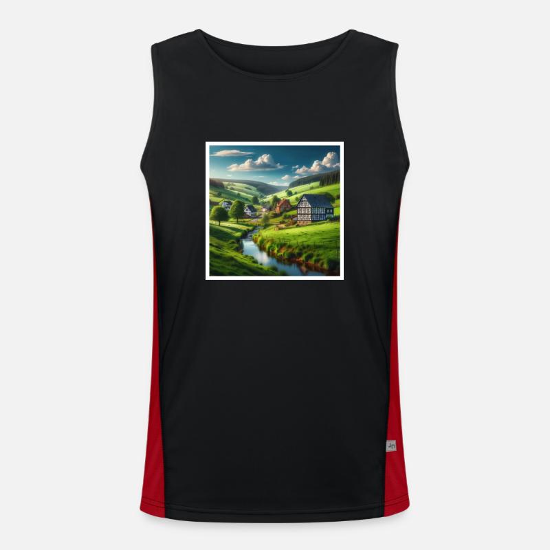 Typical Sauerland - Men's Functional Contrast Tank Top  - black/red