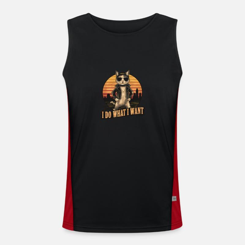 Ich tue, was ich will, Katze Funktionelles Kontrast-Tank Top für Männer 