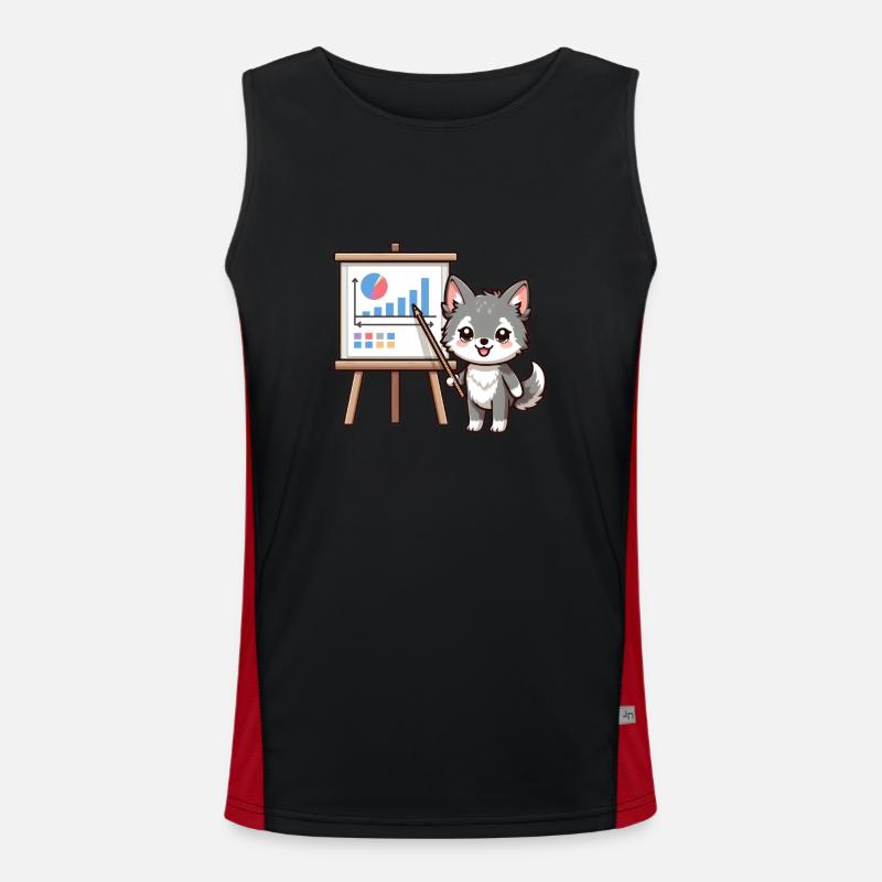 Süßer kleiner Lehrer Wolf Funktionelles Kontrast-Tank Top für Männer 