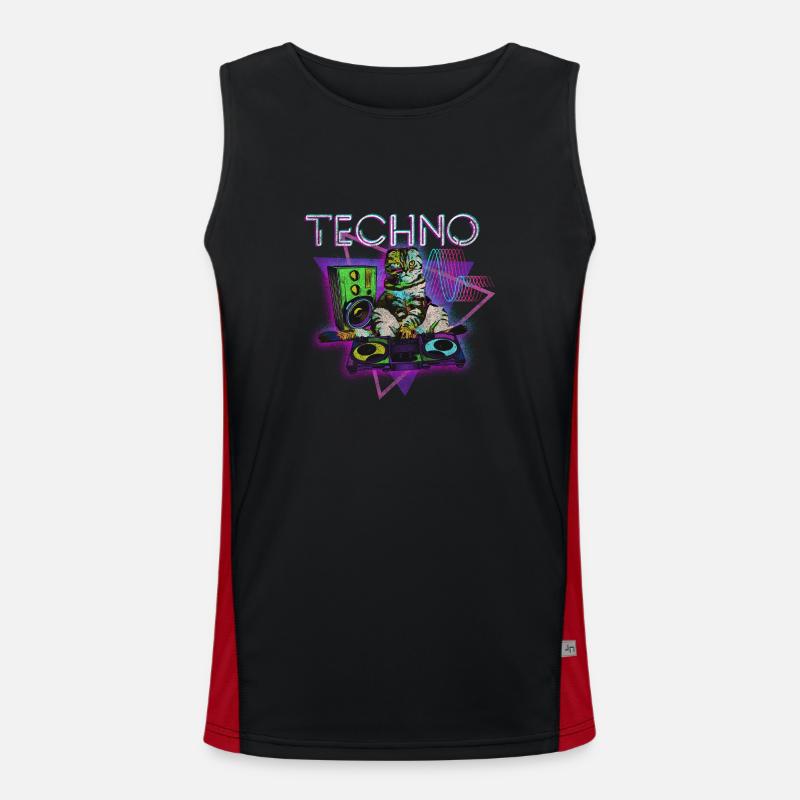 Techno Electro Party Techno Fan Men's Functional Contrast Tank Top 