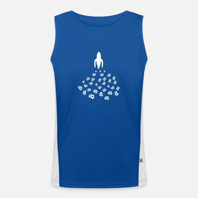 The Bitcoin Moon Rocket Men's Functional Contrast Tank Top 