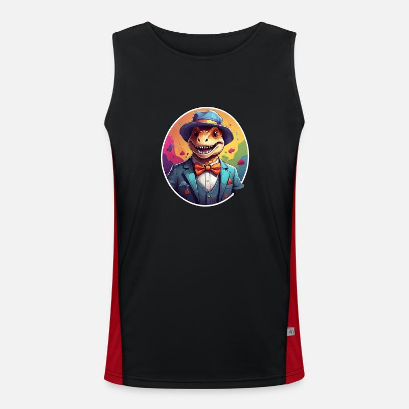 Funny Dino Comic - Men's Functional Contrast Tank Top - black/red