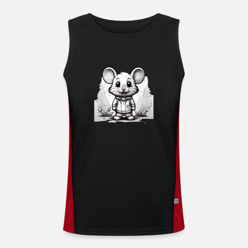 Mouse Cute Kids Drawing Comic - Men's Functional Contrast Tank Top - black/red
