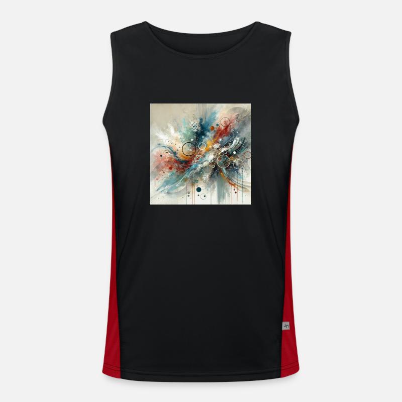 Dynamic Flow - Abstract Painting - Men's Functional Contrast Tank Top  - black/red