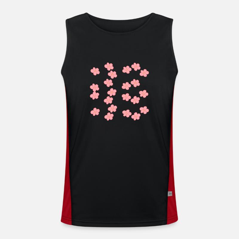 flowers blossom plant pattern pink shape Men's Functional Contrast Tank Top 
