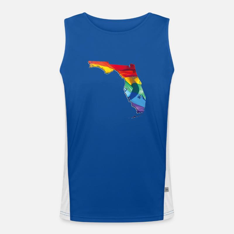 LGBTQ Flag in Florida State Map Men's Functional Contrast Tank Top 
