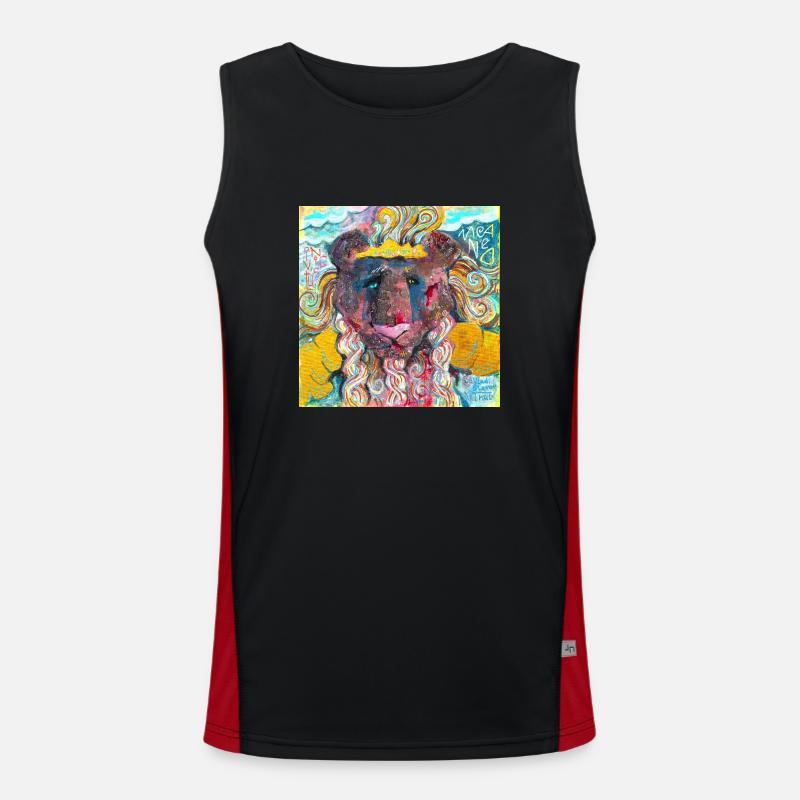 Kriegerischer Löwe Funktionelles Kontrast-Tank Top für Männer 