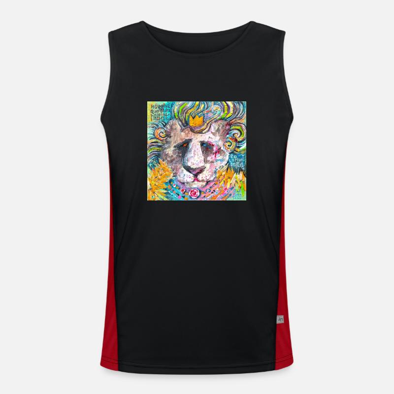 Löwe zerschmettern Funktionelles Kontrast-Tank Top für Männer 