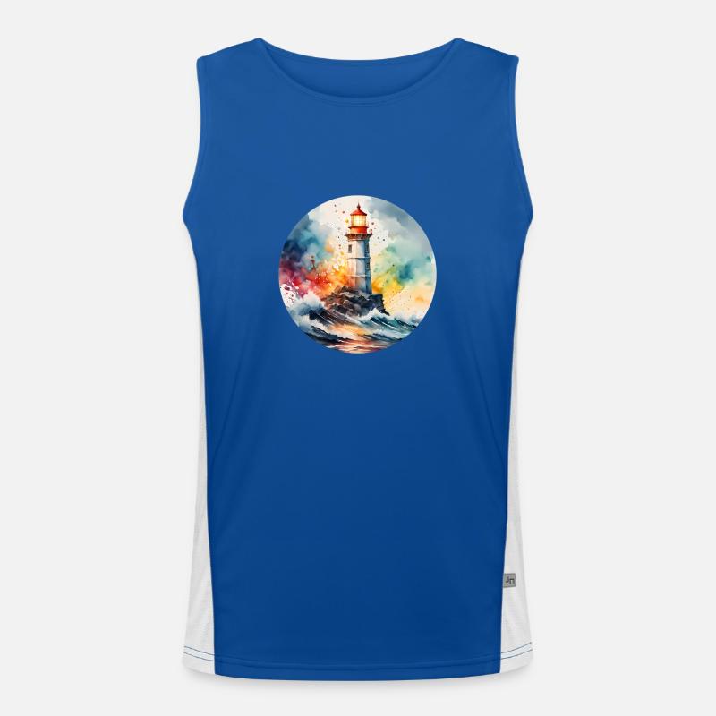 Lighthouse Round Batch Men's Functional Contrast Tank Top 