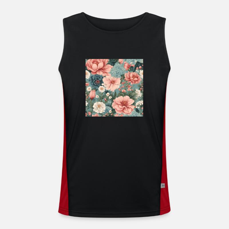 Spring Summer Blooming Floral Pattern Men's Functional Contrast Tank Top 